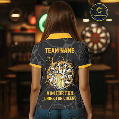 Funny Darts And Beer Aim For Fun Drink For Cheer Custom Women Darts Shirts, Drinking Darts Jerseys TDM4380