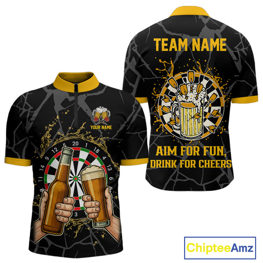Funny Darts And Beer Aim For Fun Drink For Cheer Custom Men Darts Shirts, Drinking Darts Jerseys TDM4380