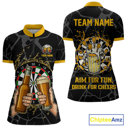 Funny Darts And Beer Aim For Fun Drink For Cheer Custom Women Darts Shirts, Drinking Darts Jerseys TDM4380