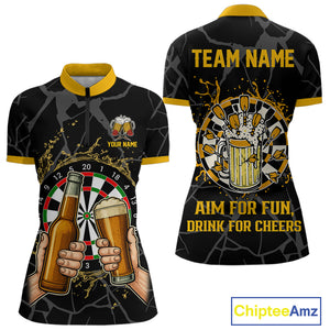 Funny Darts And Beer Aim For Fun Drink For Cheer Custom Women Darts Shirts, Drinking Darts Jerseys TDM4380