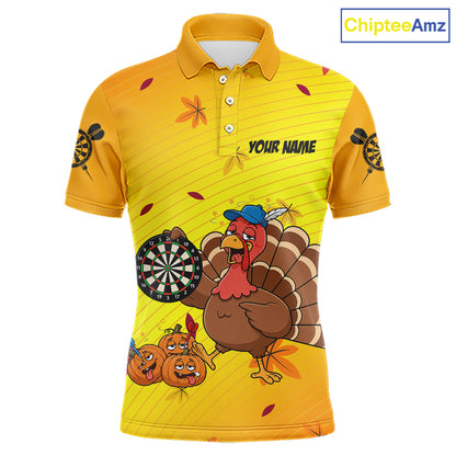 Yellow Funny Drunk Turkey Darts Shirts For Men Custom Thanksgiving Darts Team Jersey, Darts Gifts TDM7273