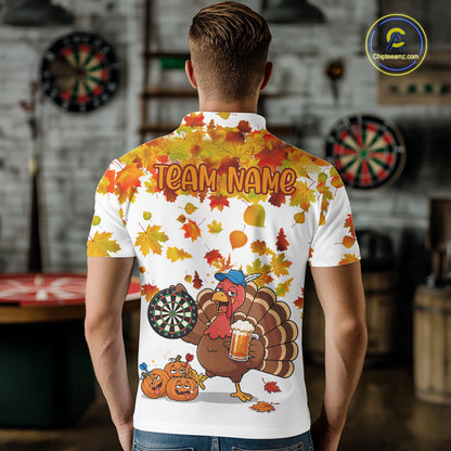 Funny Drunk Turkey Autumn Darts Shirts For Men Custom Thanksgiving Darts Team Jersey, Darts Gifts TDM7274