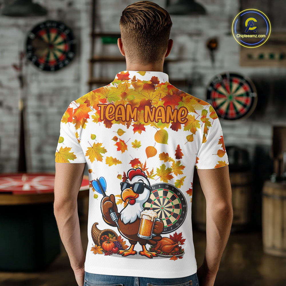Funny Turkey Beer Autumn Darts Shirts For Men Custom Thanksgiving Darts Team Jersey, Darts Gifts TDM7275