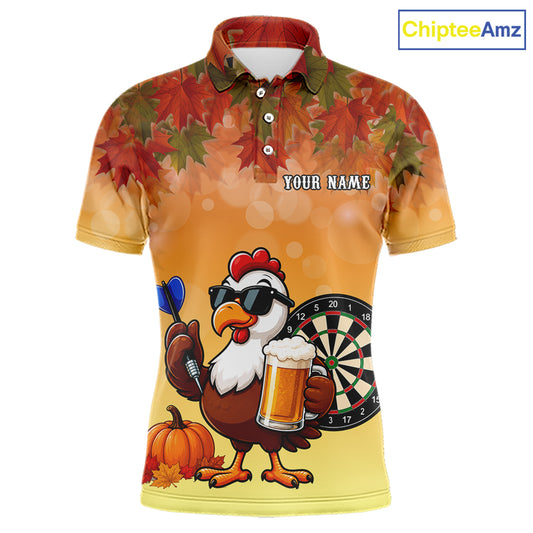 Orange Funny Turkey Beer Autumn Darts Shirts For Men Custom Thanksgiving Darts Jersey Darts Gifts TDM7277