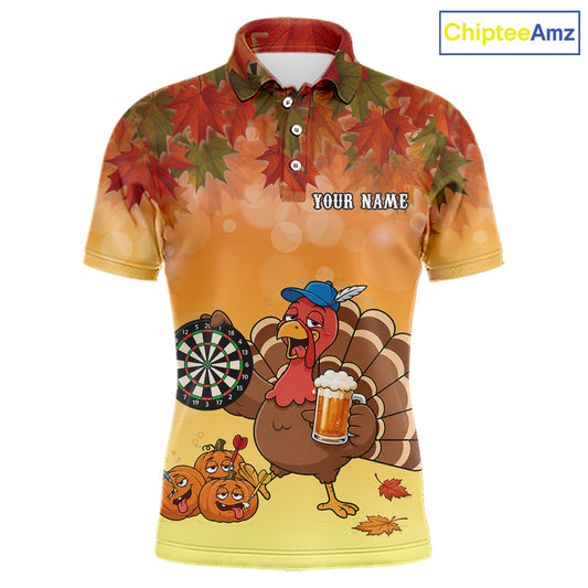 Custom Orange Funny Drunk Turkey Autumn Darts Shirts For Women, Thanksgiving Darts Jersey Darts Gifts TDM7278