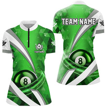 Load image into Gallery viewer, Customized Lightning Green 8 Ball Pool Women Billiard Polo &amp; 1/4 Zip Shirts, Billiard Team Jerseys TDM2521