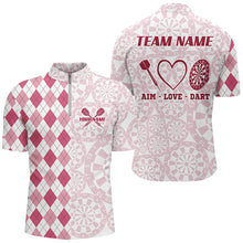 Load image into Gallery viewer, Aim Love Darts Custom Pink Argyle Men Darts Polo &amp; 1/4 Shirts, Funny Darts Shirts Darts Team Jersey TDM2529