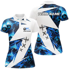 Load image into Gallery viewer, Blue Billiard 8 Ball Flame Lightning Pattern Custom Women Pool Shirt, Billiard Tournament Team Jersey TDM2775