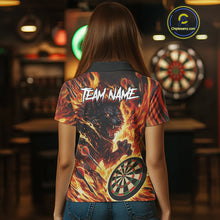 Load image into Gallery viewer, Orange Flaming Wolf Dartboard Jersey For Women Custom Darts League Team Shirt Polo &amp; Quarter Zip TDM5022
