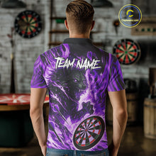 Load image into Gallery viewer, Purple Flaming Wolf Dartboard Jersey For Men Custom Darts League Team Shirt Polo &amp; Quarter Zip TDM5024