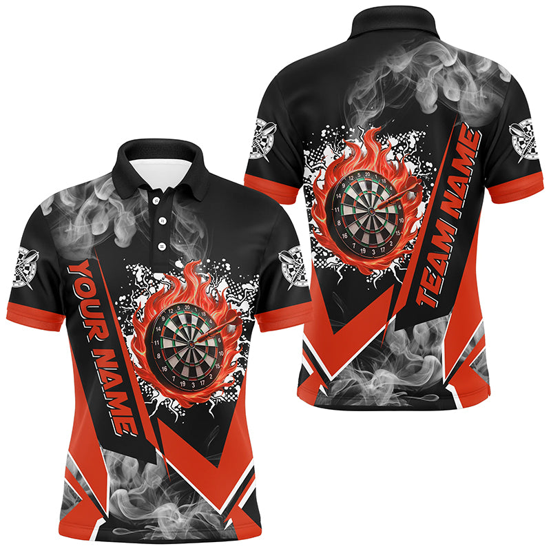 Personalized Dartboard Fire Flame Smoke Custom Dart Shirts For Men, Darts Team Jerseys | Red TDM3008