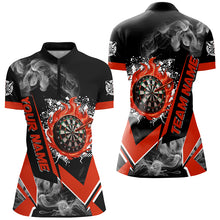 Load image into Gallery viewer, Personalized Dartboard Fire Flame Smoke Custom Dart Shirts For Women, Darts Team Jerseys | Red TDM3008