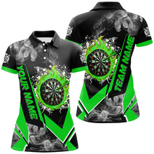 Load image into Gallery viewer, Personalized Dartboard Fire Flame Smoke Custom Dart Shirts For Women, Darts Team Jerseys | Green TDM3009