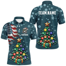 Load image into Gallery viewer, Personalized Christmas Billiard Shirts For Men Custom US Flag Christmas Pine Tree Billiard Jerseys TDM3010