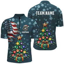 Load image into Gallery viewer, Personalized Christmas Billiard Shirts For Men Custom US Flag Christmas Pine Tree Billiard Jerseys TDM3010