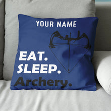 Load image into Gallery viewer, Funny Eat Sleep Archery Custom Navy Blue Pillow, Best Decorative Pillows TDM0753