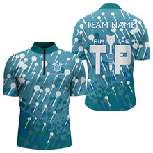 Load image into Gallery viewer, Aim The Tip Arrow Pattern Custom Dart Shirts For Men, Funny Dart Team Shirts Dart Jerseys | Blue TDM3246