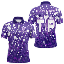 Load image into Gallery viewer, Aim The Tip Arrow Pattern Custom Dart Shirts For Men, Funny Dart Team Shirts Dart Jerseys | Purple TDM3247