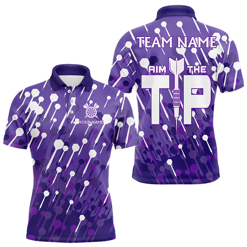 Aim The Tip Arrow Pattern Custom Dart Shirts For Men, Funny Dart Team Shirts Dart Jerseys | Purple TDM3247