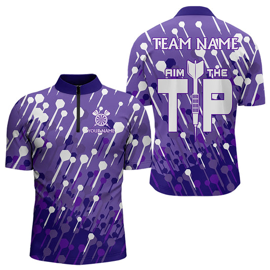 Aim The Tip Arrow Pattern Custom Dart Shirts For Men, Funny Dart Team Shirts Dart Jerseys | Purple TDM3247