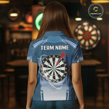 Load image into Gallery viewer, Blue Dartboard Lights Custom Darts Polo &amp; Quarter Zip For Women, Personalized 3D Darts Team Jersey TDM5497