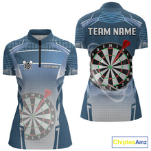 Load image into Gallery viewer, Blue Dartboard Lights Custom Darts Polo &amp; Quarter Zip For Women, Personalized 3D Darts Team Jersey TDM5497
