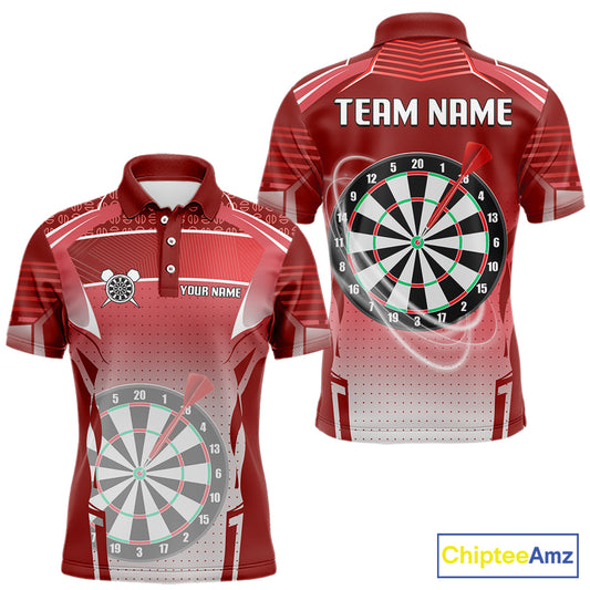 Red Dartboard Lights Custom Darts Polo & Quarter Zip For Men, Personalized 3D Darts Team Jersey TDM5498