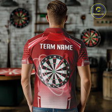 Load image into Gallery viewer, Red Dartboard Lights Custom Darts Polo &amp; Quarter Zip For Men, Personalized 3D Darts Team Jersey TDM5498