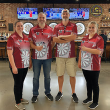 Load image into Gallery viewer, Red Dartboard Lights Custom Darts Polo &amp; Quarter Zip For Women, Personalized 3D Darts Team Jersey TDM5498