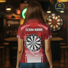 Load image into Gallery viewer, Red Dartboard Lights Custom Darts Polo &amp; Quarter Zip For Women, Personalized 3D Darts Team Jersey TDM5498