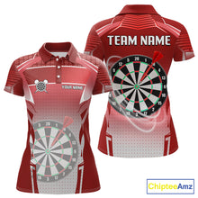 Load image into Gallery viewer, Red Dartboard Lights Custom Darts Polo &amp; Quarter Zip For Women, Personalized 3D Darts Team Jersey TDM5498