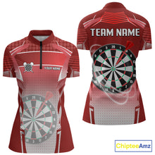 Load image into Gallery viewer, Red Dartboard Lights Custom Darts Polo &amp; Quarter Zip For Women, Personalized 3D Darts Team Jersey TDM5498