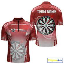 Load image into Gallery viewer, Red Dartboard Lights Custom Darts Polo &amp; Quarter Zip For Men, Personalized 3D Darts Team Jersey TDM5498