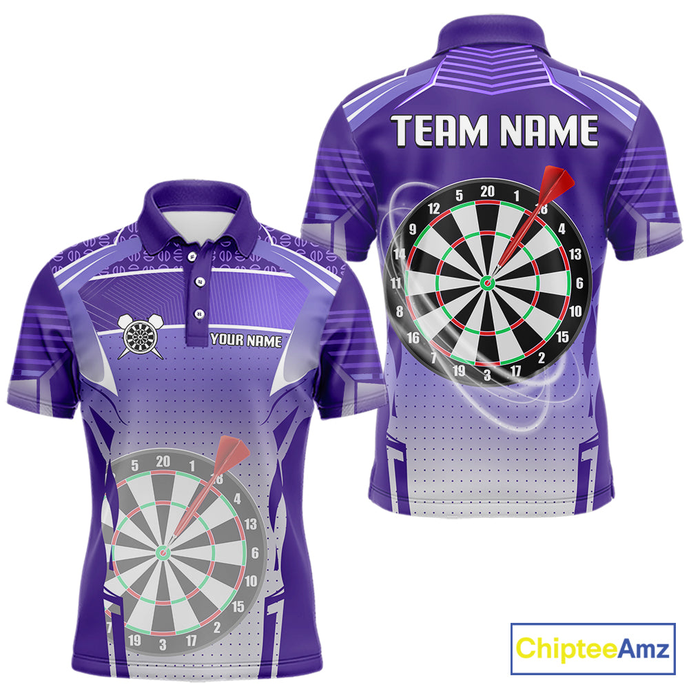Purple Dartboard Lights Custom Darts Polo & Quarter Zip For Men, Personalized 3D Darts Team Jersey TDM5499