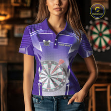 Load image into Gallery viewer, Purple Dartboard Lights Custom Darts Polo &amp; Quarter Zip For Women, Personalized 3D Darts Team Jersey TDM5499