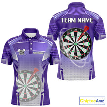 Load image into Gallery viewer, Purple Dartboard Lights Custom Darts Polo &amp; Quarter Zip For Men, Personalized 3D Darts Team Jersey TDM5499