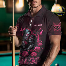 Load image into Gallery viewer, Customized Skeleton And Roses Gothic Romance Billiard Shirt For Men, Valentine 8 Ball Pool Jersey TDM5749