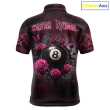 Load image into Gallery viewer, Customized Skeleton And Roses Gothic Romance Billiard Shirt For Men, Valentine 8 Ball Pool Jersey TDM5749