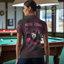 Load image into Gallery viewer, Customized Skeleton And Roses Gothic Romance Billiard Shirt For Women, Valentine 8 Ball Pool Jersey TDM5749