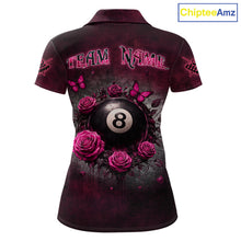 Load image into Gallery viewer, Customized Skeleton And Roses Gothic Romance Billiard Shirt For Women, Valentine 8 Ball Pool Jersey TDM5749