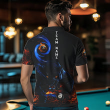Load image into Gallery viewer, Personalized Orange And Blue Flaming 3D Panther Billiard Shirts For Men, Cool Team Billiard Jerseys TDM3599