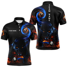 Load image into Gallery viewer, Personalized Orange And Blue Flaming 3D Panther Billiard Shirts For Men, Cool Team Billiard Jerseys TDM3599