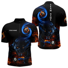 Load image into Gallery viewer, Personalized Orange And Blue Flaming 3D Panther Billiard Shirts For Men, Cool Team Billiard Jerseys TDM3599