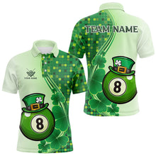 Load image into Gallery viewer, Personalized Saint Patrick Day 8 Ball Pool Billiard Shirts For Men, Green Shamrock Billiard Jerseys TDM3601