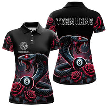 Load image into Gallery viewer, Personalized Rose 8 Ball Pool Cobra Snake Billiard Shirts For Women, Billiard Jerseys Polo &amp; 1/4 Zip TDM3748