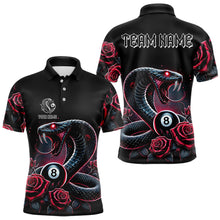 Load image into Gallery viewer, Personalized Rose 8 Ball Pool Cobra Snake Billiard Shirts For Men, Billiard Jerseys Polo &amp; 1/4 Zip TDM3748