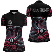 Load image into Gallery viewer, Personalized Rose 8 Ball Pool Cobra Snake Billiard Shirts For Women, Billiard Jerseys Polo &amp; 1/4 Zip TDM3748