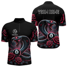 Load image into Gallery viewer, Personalized Rose 8 Ball Pool Cobra Snake Billiard Shirts For Men, Billiard Jerseys Polo &amp; 1/4 Zip TDM3748