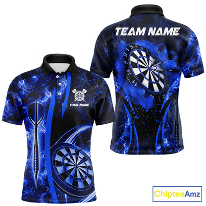 Blue Dartboard Lightning Darts Shirt For Men Custom Flame Darts Team Jersey Polo & 1/4 Zip TDM6113