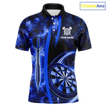 Load image into Gallery viewer, Blue Dartboard Lightning Darts Shirt For Men Custom Flame Darts Team Jersey Polo &amp; 1/4 Zip TDM6113